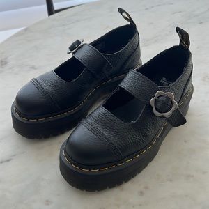 Doc Martins ADDINA FLOWER BUCKLE LEATHER PLATFORM SHOES